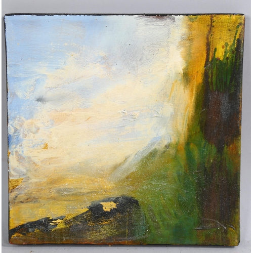 679 - Alan Rankle, abstract landscape, acrylic on canvas, inscribed verso 2006, 30cm x 30cm, unframed