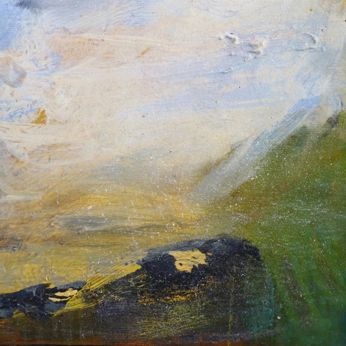 679 - Alan Rankle, abstract landscape, acrylic on canvas, inscribed verso 2006, 30cm x 30cm, unframed