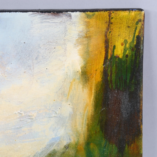 679 - Alan Rankle, abstract landscape, acrylic on canvas, inscribed verso 2006, 30cm x 30cm, unframed