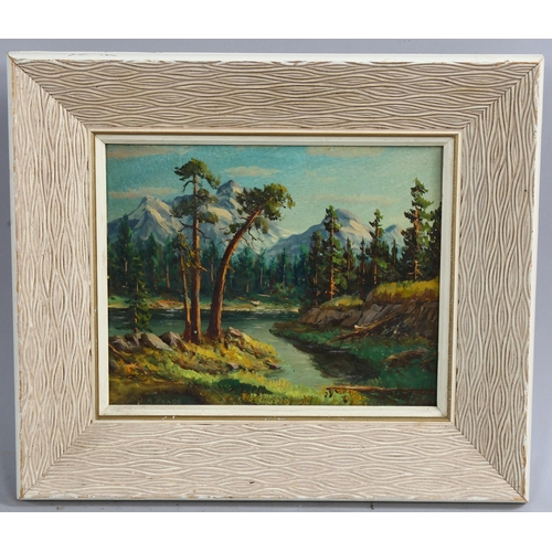 682 - W M Raade, Canada mountains, 1969, signed, 18cm x 24cm, framed