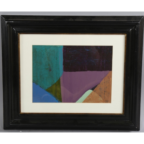 688 - Mark Bradshaw, abstract composition, acrylic on board, signed with monogram, 22cm x 29cm, framed