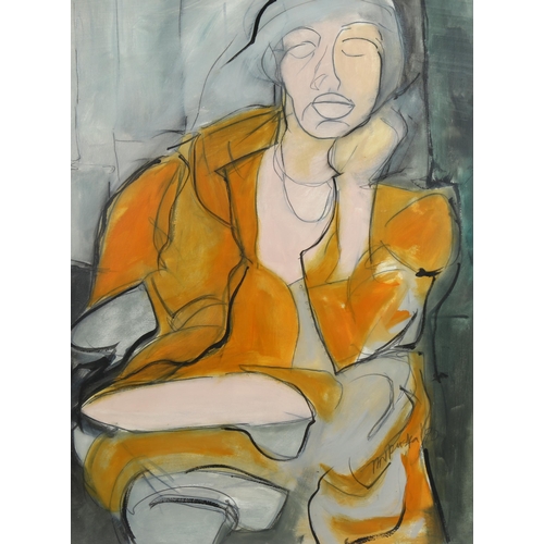 689 - Vincent Mikuska, figure study, acrylic/pencil on paper, signed and dated 1990, 64cm x 48cm, framed w... 