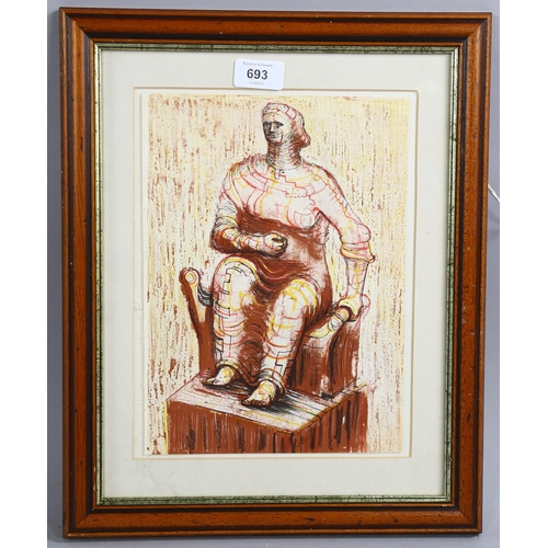 693 - Henry Moore (1898 - 1986), seated figure, proof lithograph 1950 for Penrose Cramer no. 13, image 28c... 