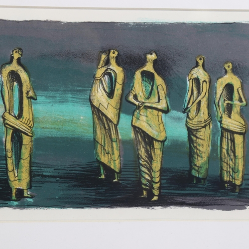 694 - Henry Moore (1898 - 1986), standing figures, 1950 experimental plastic plate lithograph, Penrose Cra... 