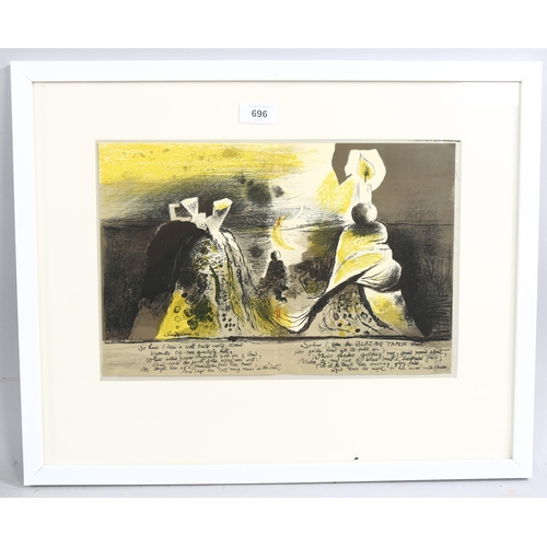 696 - Graham Sutherland (1903 - 1980), the burning taper, original lithograph war image, published 1943, i... 