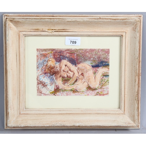 709 - Stuart Scott Somerville (1908-1983), pastel on paper, Red Nude, 12cm x 18cm, mounted, glazed and fra... 