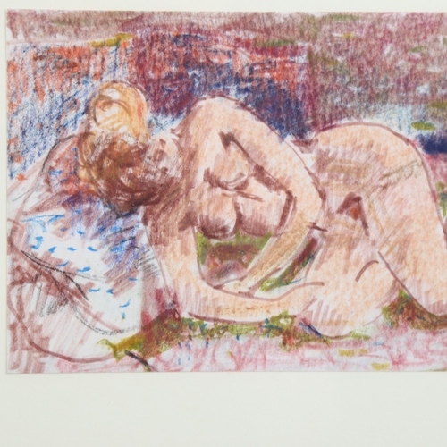 709 - Stuart Scott Somerville (1908-1983), pastel on paper, Red Nude, 12cm x 18cm, mounted, glazed and fra... 