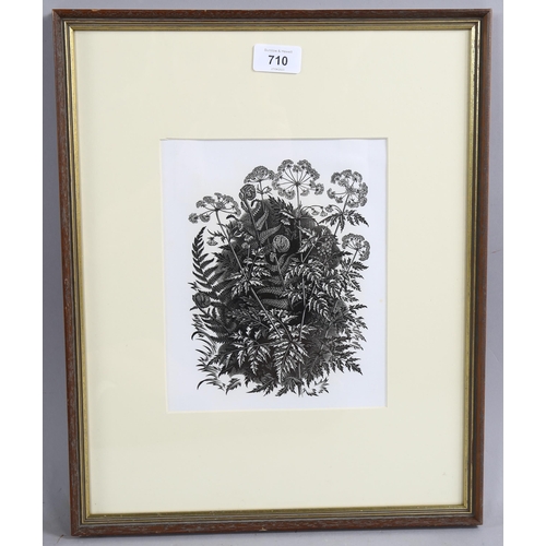 710 - George Mackley (1900-1983), wood engraving on paper, Cow Parsley, from the suite Weeds and Wild Flow... 