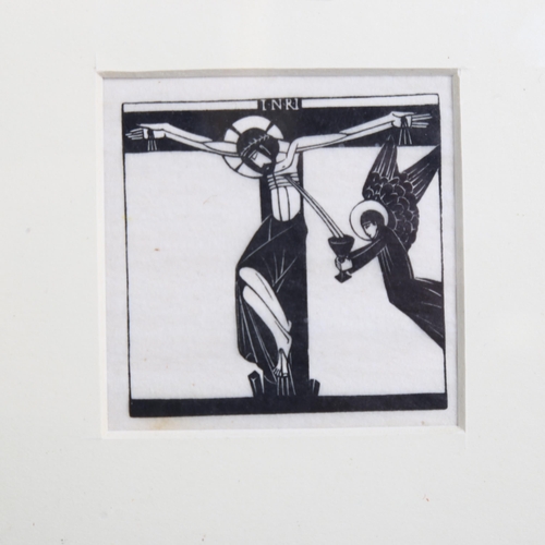 718 - Eric Gill (1882-1940), woodcut on Japan paper, Crucifixion, from Stations of the Cross, 5.7cm x 5.7c... 