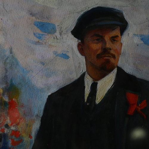 724 - Vladimir Nikolaevich Simashkevic (1907-1978), oil on paper, Lenin, 40.5cm x 26 cm, mounted and frame... 