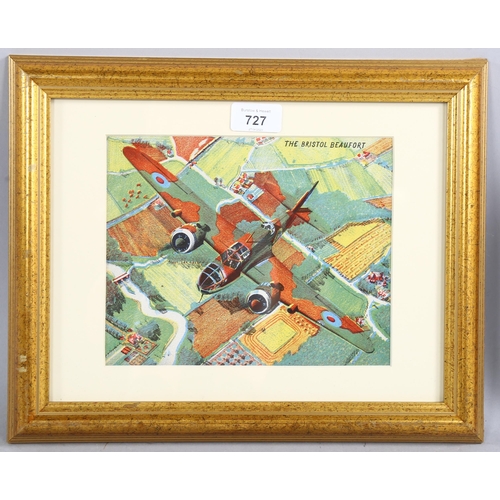 727 - James Gardner (1907-1995), lithograph on paper, The Bristol Beaufort, 17.5cm x 21.5cm, mounted, glaz... 