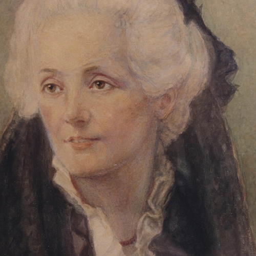 733 - Watercolour portrait of a woman, circa 1900, signed with monogram, 35cm x 28cm, framed