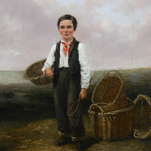 739 - William Collins (1788 - 1847), the hopeful urchin, 1845, oil on canvas, inscribed verso, 26cm x 21cm... 