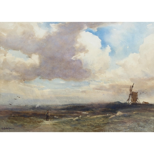 740 - George Stratton Ferrier (1852 - 1912), a Sussex windmill, watercolour, signed, 27cm x 38cm, framed