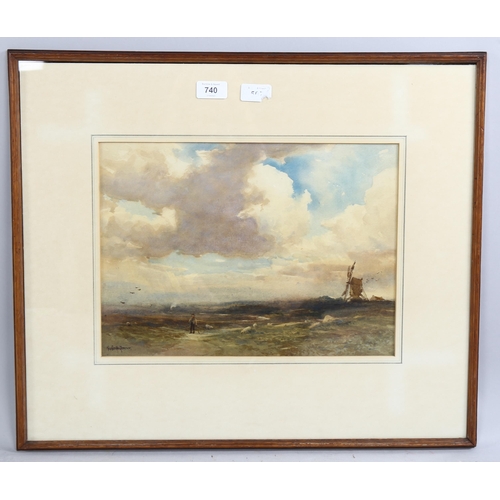 740 - George Stratton Ferrier (1852 - 1912), a Sussex windmill, watercolour, signed, 27cm x 38cm, framed