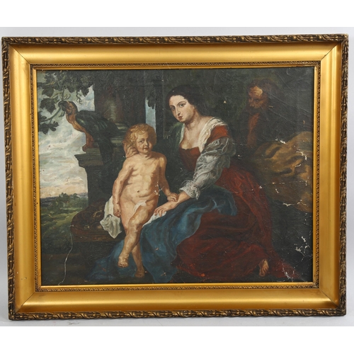 747 - 19th century Classical study, oil on canvas, unsigned, 50cm x 63cm, framed