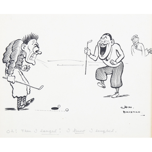 748 - Henry Mayo Batesman (1887 - 1970), golf cartoon illustration, pen and ink with pencil annotation, si... 