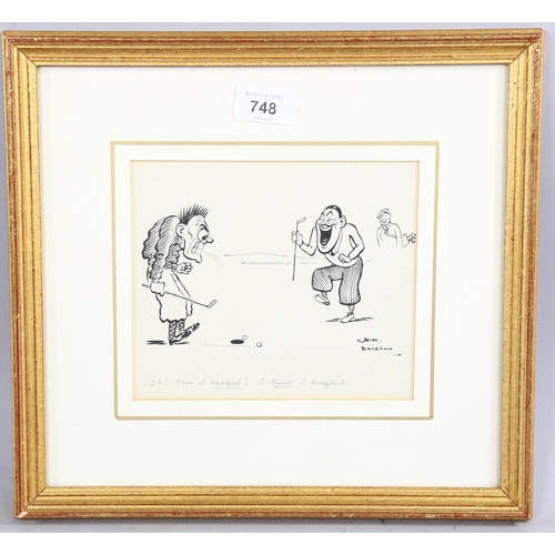 748 - Henry Mayo Batesman (1887 - 1970), golf cartoon illustration, pen and ink with pencil annotation, si... 