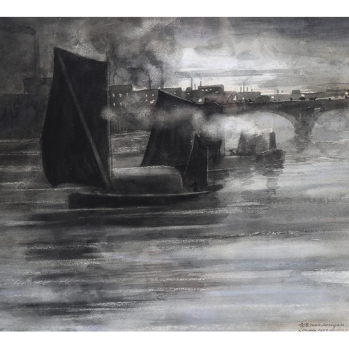 750 - William Brown Macdougall (1868 - 1936), Thames industrial river scene, watercolour, signed and dated... 