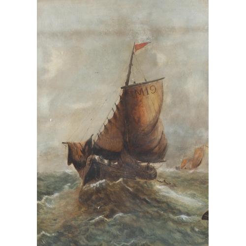 751 - Watercolour, sailing barges in a storm, signed with monogram, dated '02, 60cm x 43cm, framed