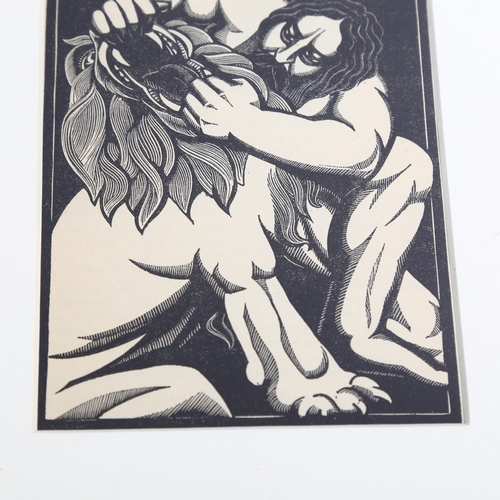 759 - R Gibbings, Samson and Delilah, wood engraving 1936, published by Golden Cockerel Press, image 15cm ... 