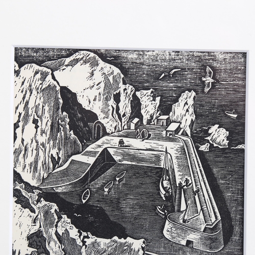 761 - Guy Malet, Creux harbour, wood engraving, published in the London Mercury 1936, image 14cm x 12.5cm,... 