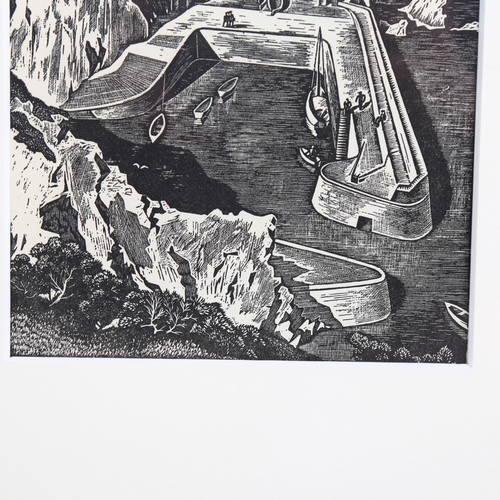 761 - Guy Malet, Creux harbour, wood engraving, published in the London Mercury 1936, image 14cm x 12.5cm,... 