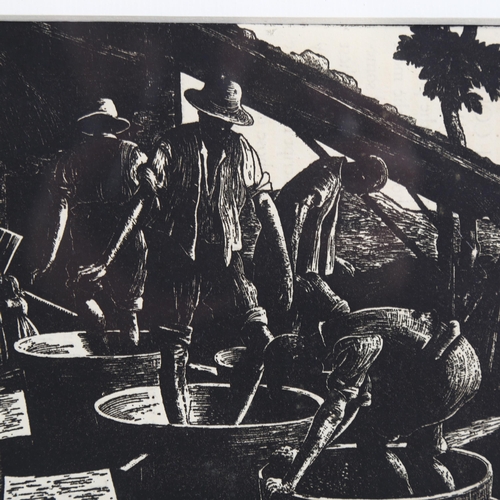 762 - Claire Leighton, treading grapes, wood engraving, published in the London Mercury 1929, 12.5cm x 15c... 