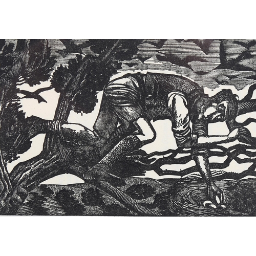 763 - Eric Ravilious, bird nesting, wood engraving, published in the London Mercury 1933, image 9cm x 12.5... 