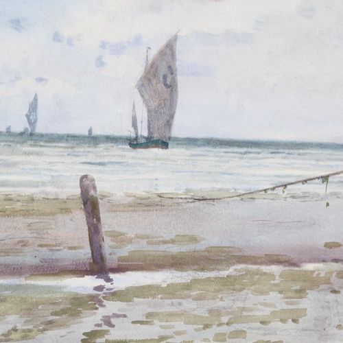 768 - Hutton Mitchell (1872 - 1939), Dutch fishergirls at the beach, watercolour, signed, 36cm x 53cm, fra... 