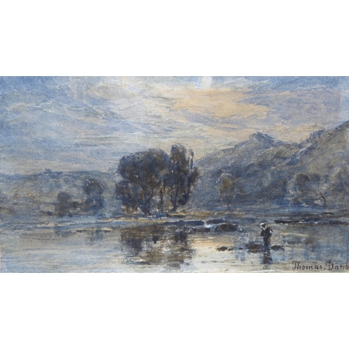 770 - Thomas Danby (1818 - 1886), mountain lake scene, watercolour, signed, 12cm x 21cm, framed