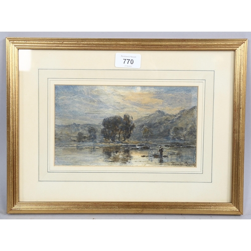 770 - Thomas Danby (1818 - 1886), mountain lake scene, watercolour, signed, 12cm x 21cm, framed