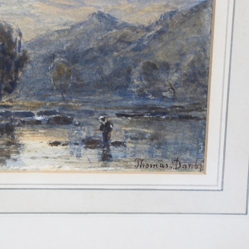 770 - Thomas Danby (1818 - 1886), mountain lake scene, watercolour, signed, 12cm x 21cm, framed