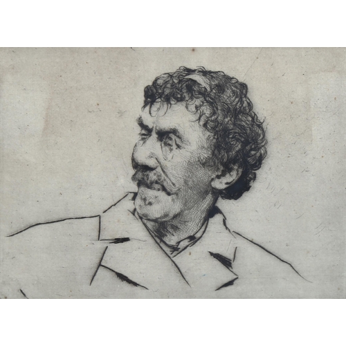 771 - Mortimer Menpes (1855 - 1938), portrait of Whistler, etching, signed in pencil, plate 13.5cm x 18cm,... 