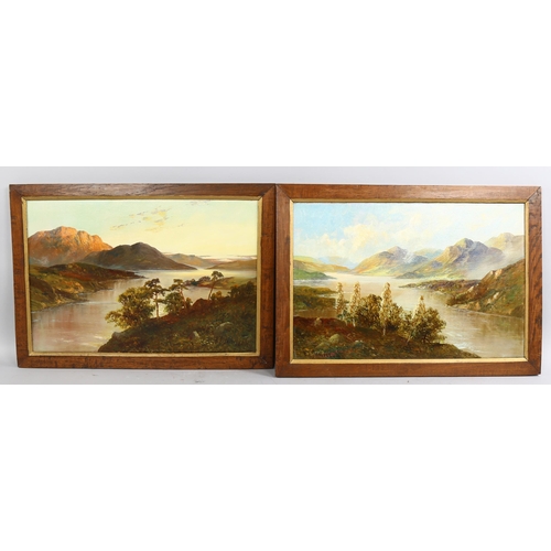 774 - F E Jameson, pair of Highland landscapes, oils on canvas, signed, 41cm x 61cm, framed