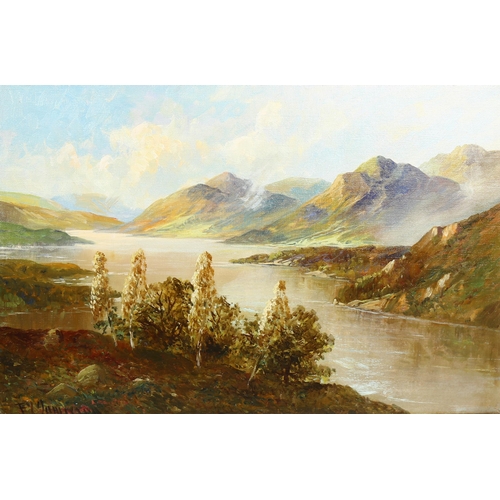 774 - F E Jameson, pair of Highland landscapes, oils on canvas, signed, 41cm x 61cm, framed