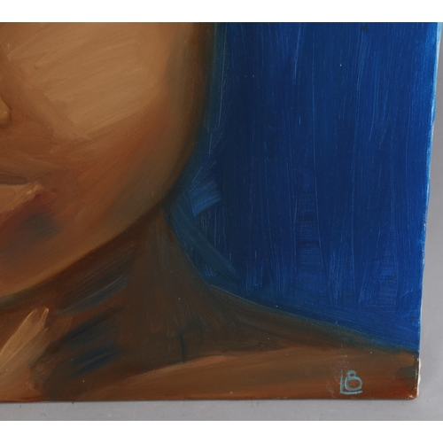 778 - Contemporary oil on canvas, portrait of a woman, signed with monogram, 76cm x 60cm, unframed