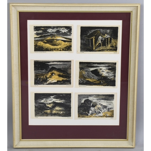 779 - John Piper, 6 original lithographs in common frame, circa 1944, scenes from Wales, 21cm x 14cm each