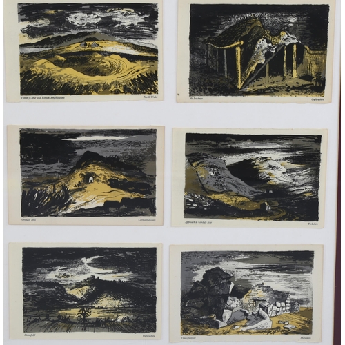 779 - John Piper, 6 original lithographs in common frame, circa 1944, scenes from Wales, 21cm x 14cm each