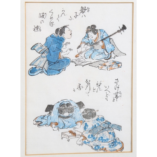 793 - Kaisai Iesen (1790 - 1848), Shinji Andori, woodblock prints, published by Takano Toshiro, 18cm x 12c... 