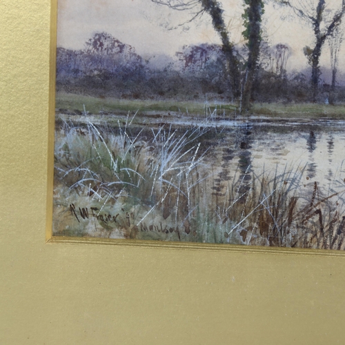 794 - Robert Winchester Fraser, river scene, Moulsey, watercolour, signed, 18cm x 35cm, framed