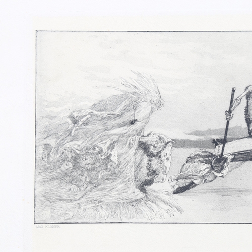 806 - Max Klinger (1857 - 1920), Cupid death and the beyond, etching/aquatint, image 15cm x 41cm, unframed