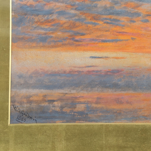 807 - W S Goodwin, pair of sunset cloud studies, watercolours, both signed and dated 1885, 23cm x 34cm, mo... 