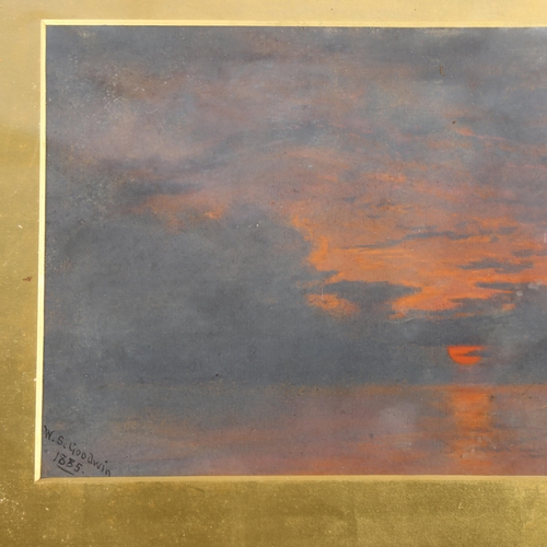 807 - W S Goodwin, pair of sunset cloud studies, watercolours, both signed and dated 1885, 23cm x 34cm, mo... 