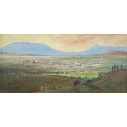 811 - Omar Basalamah (1912 - 1980), Indonesian valley, oil on board, signed, Calcutta framing label verso,... 