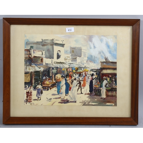 812 - C S Prince, Indian street scene, 1969, watercolour, signed, 34cm x 44cm, framed