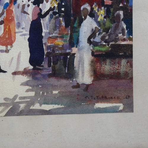 812 - C S Prince, Indian street scene, 1969, watercolour, signed, 34cm x 44cm, framed