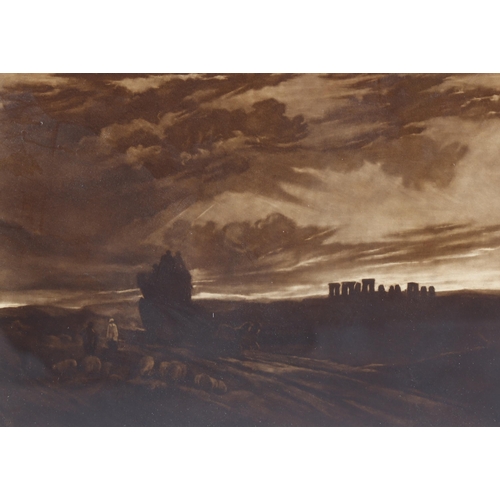 815 - Frank Short after J M W Turner, Stonehenge, engraving, signed in pencil, image 18cm x 26cm, framed