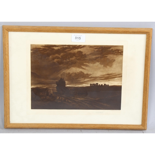 815 - Frank Short after J M W Turner, Stonehenge, engraving, signed in pencil, image 18cm x 26cm, framed