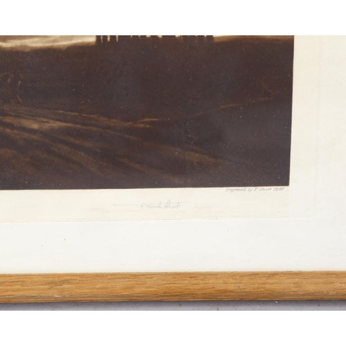 815 - Frank Short after J M W Turner, Stonehenge, engraving, signed in pencil, image 18cm x 26cm, framed